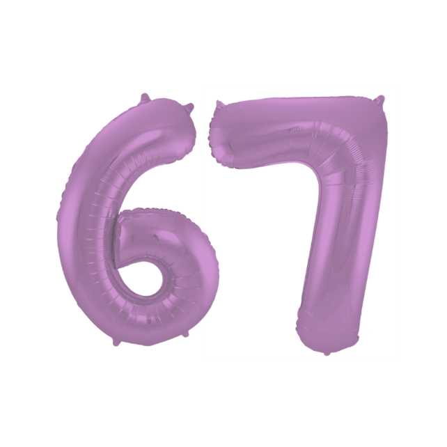 Folieballon 67 jaar metallic paars 86cm
