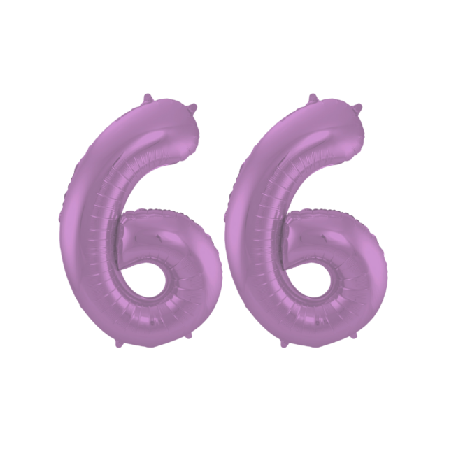 Folieballon 66 jaar metallic paars 86cm