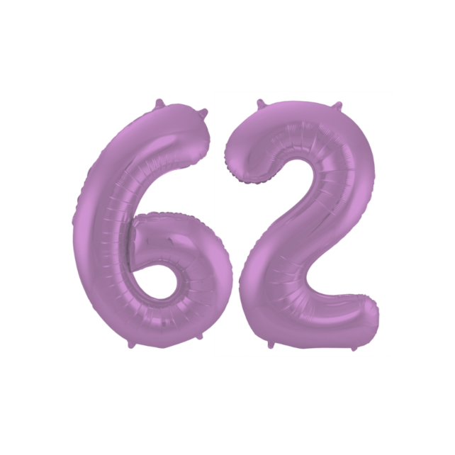 Folieballon 62 jaar metallic paars 86cm