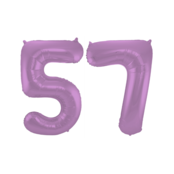 Folieballon 57 jaar metallic paars 86cm