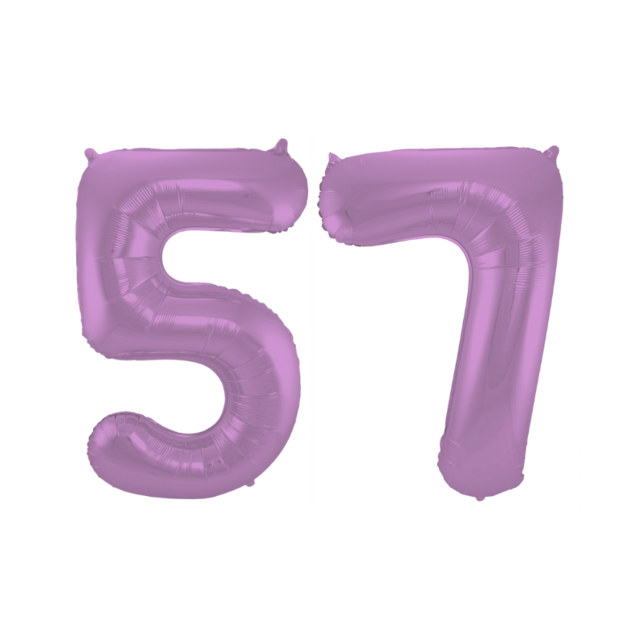 Folieballon 57 jaar metallic paars 86cm