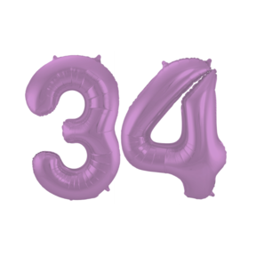 Folieballon 34 jaar metallic paars 86cm