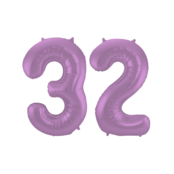 Folieballon 32 jaar metallic paars 86cm