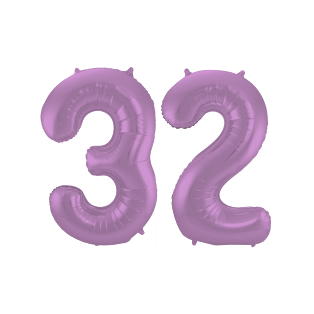 Folieballon 32 jaar metallic paars 86cm
