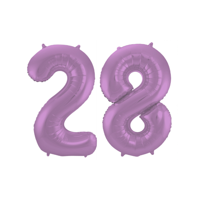 Folieballon 28 jaar metallic paars 86cm