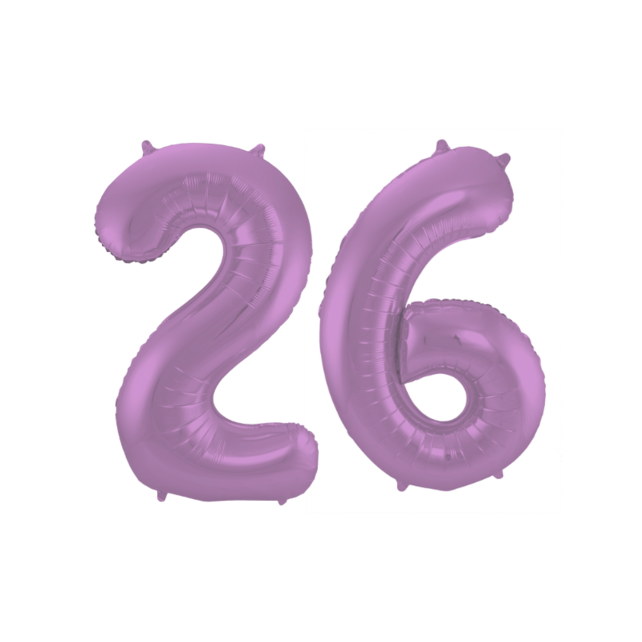 Folieballon 26 jaar metallic paars 86cm