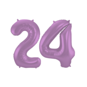 Folieballon 24 jaar metallic paars 86cm