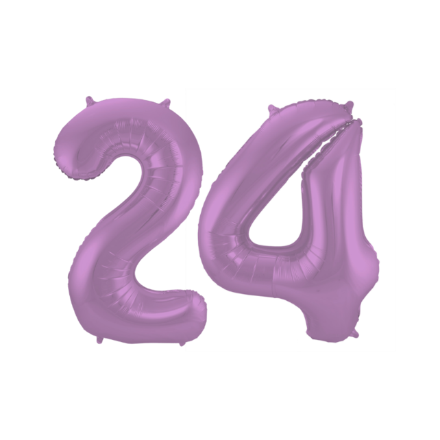 Folieballon 24 jaar metallic paars 86cm