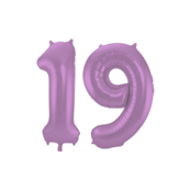 Folieballon 19 jaar metallic paars 86cm