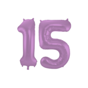 Folieballon 15 jaar metallic paars 86cm