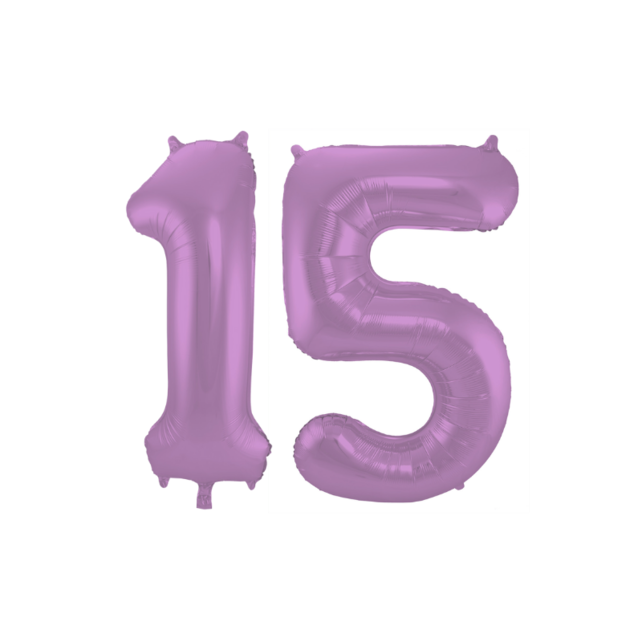Folieballon 15 jaar metallic paars 86cm