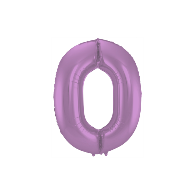 Folieballon cijfer 0 metallic paars 86cm