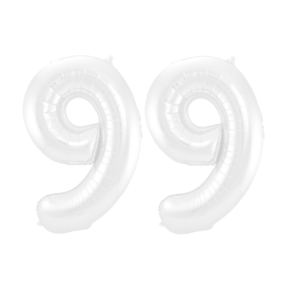 Folieballon 99 jaar metallic wit 86cm
