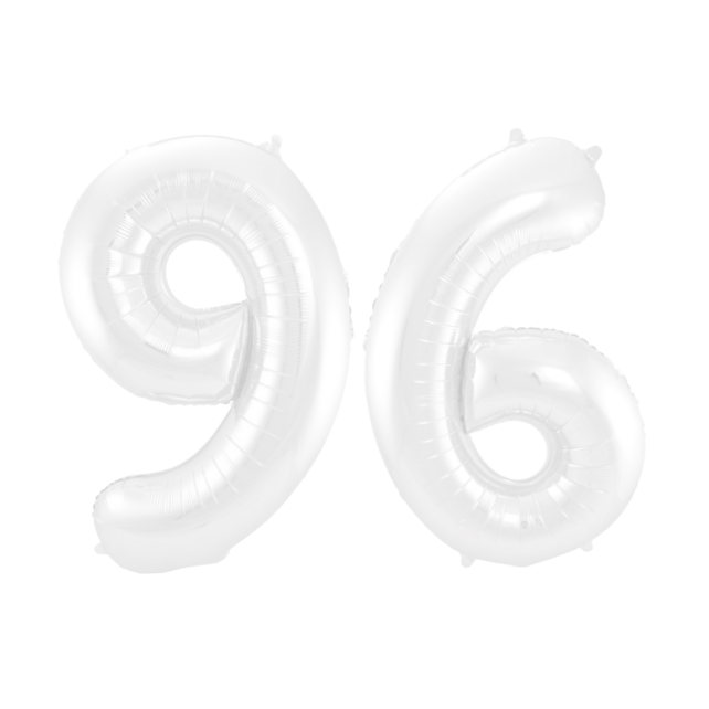Folieballon 96 jaar metallic wit 86cm Folieballon 96 jaar metallic wit 86cm