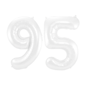 Folieballon 95 jaar metallic wit 86cm