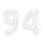 Folieballon 94 jaar metallic wit 86cm