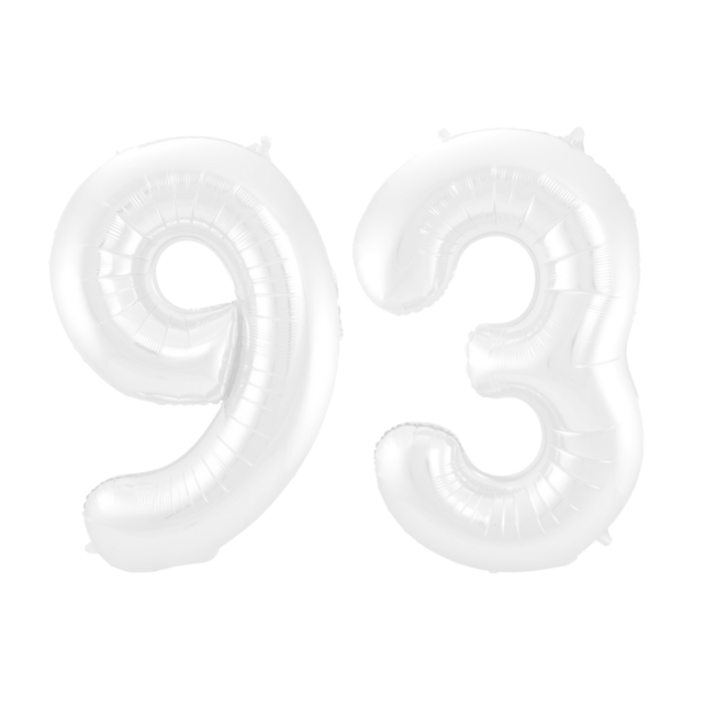 Folieballon 93 jaar metallic wit 86cm