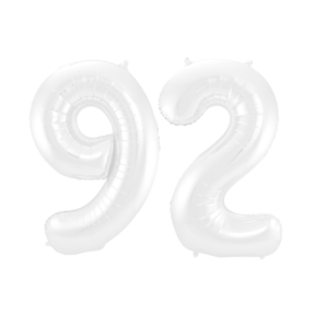 Folieballon 92 jaar metallic wit 86cm