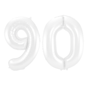 Folieballon 90 jaar metallic wit 86cm