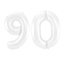 Folieballon 90 jaar metallic wit 86cm