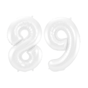 Folieballon 89 jaar metallic wit 86cm