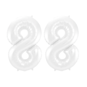 Folieballon 88 jaar metallic wit 86cm