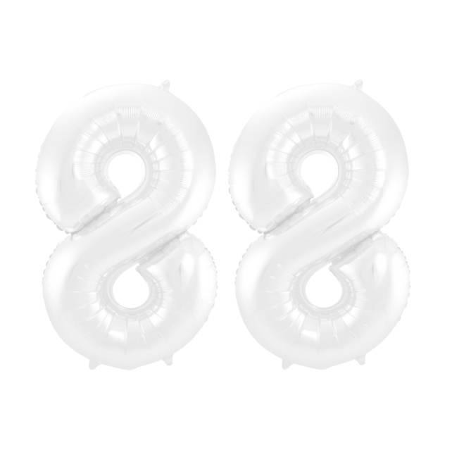 Folieballon 88 jaar metallic wit 86cm