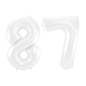 Folieballon 87 jaar metallic wit 86cm