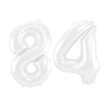 Folieballon 84 jaar metallic wit 86cm