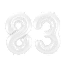 Folieballon 83 jaar metallic wit 86cm