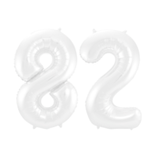 Folieballon 82 jaar metallic wit 86cm