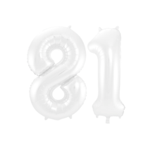 Folieballon 81 jaar metallic wit 86cm
