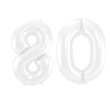 Folieballon 80 jaar metallic wit 86cm