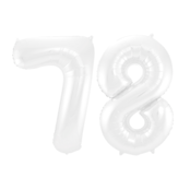 Folieballon 78 jaar metallic wit 86cm