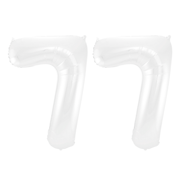 Folieballon 77 jaar metallic wit 86cm