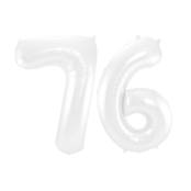 Folieballon 76 jaar metallic wit 86cm