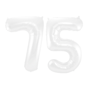 Folieballon 75 jaar metallic wit 86cm
