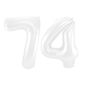 Folieballon 74 jaar metallic wit 86cm