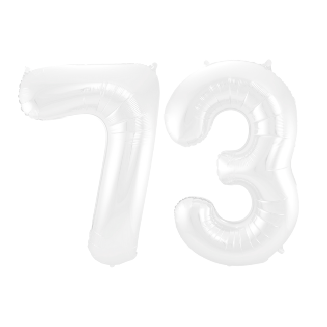 Folieballon 73 jaar metallic wit 86cm
