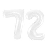 Folieballon 72 jaar metallic wit 86cm