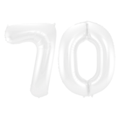 Folieballon 70 jaar metallic wit 86cm