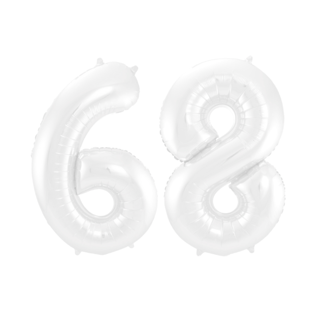 Folieballon 68 jaar metallic wit 86cm