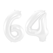 Folieballon 64 jaar metallic wit 86cm Folieballon 64 jaar metallic wit 86cm