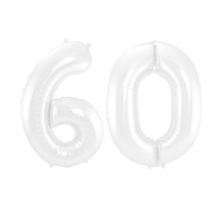 Folieballon 60 jaar metallic wit 86cm