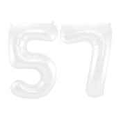Folieballon 57 jaar metallic wit 86cm