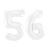 Folieballon 56 jaar metallic wit 86cm