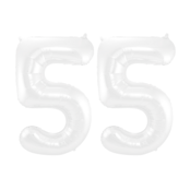 Folieballon 55 jaar metallic wit 86cm