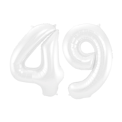 Folieballon 49 jaar metallic wit 86cm