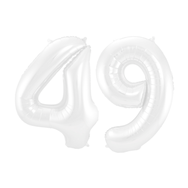Folieballon 49 jaar metallic wit 86cm