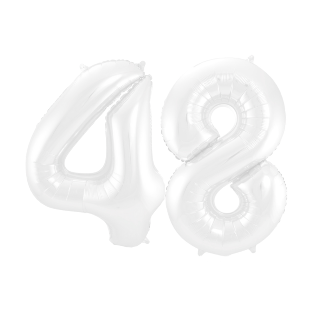 Folieballon 48 jaar metallic wit 86cm